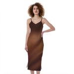 Liquid Chocolate Print Slim Fit Midi Cami Dress