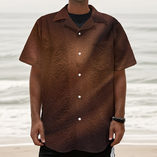 Liquid Chocolate Print Textured Short Sleeve Shirt