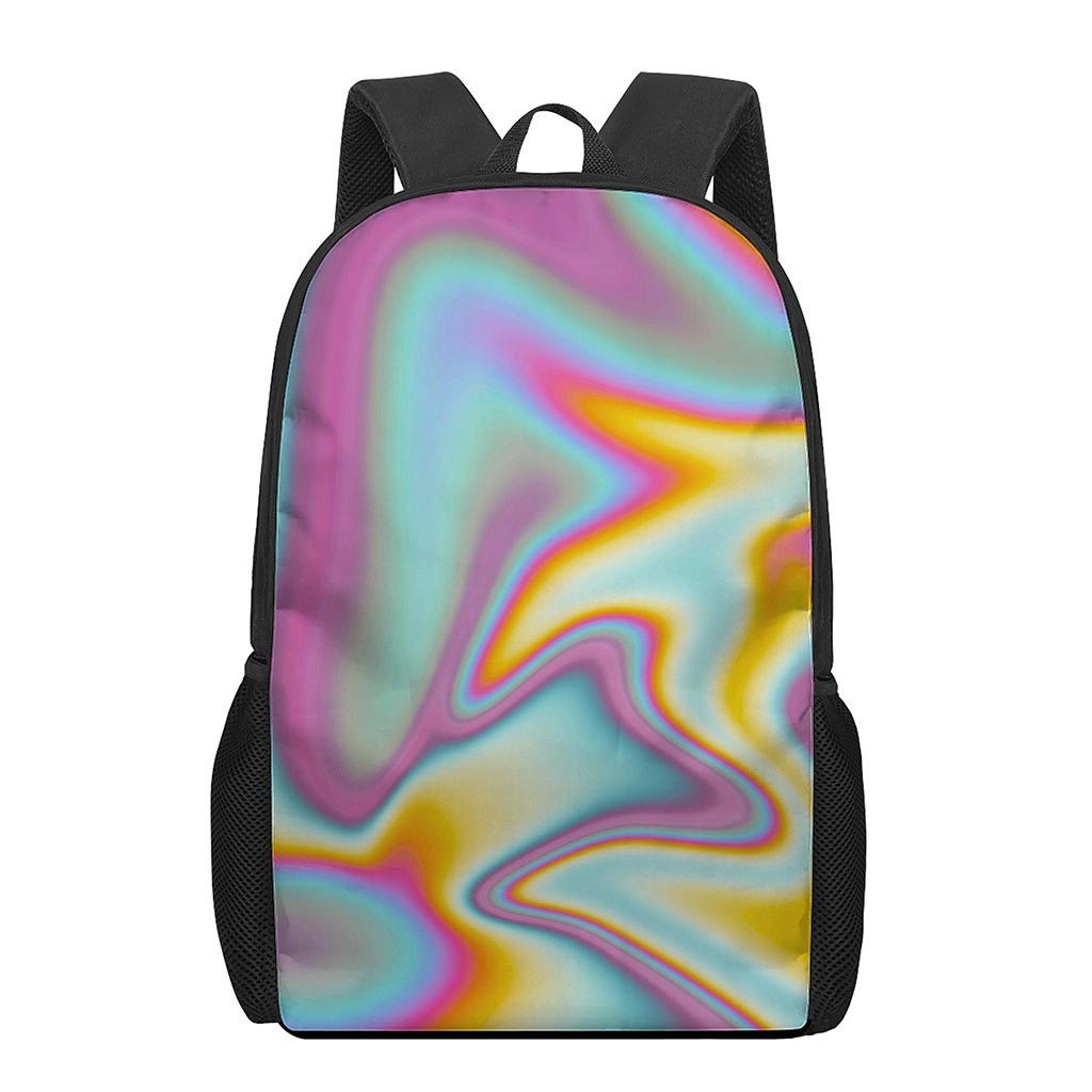 Liquid Holographic Trippy Print 17 Inch Backpack