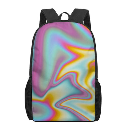 Liquid Holographic Trippy Print 17 Inch Backpack