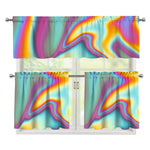 Liquid Holographic Trippy Print 3 Piece Kitchen Curtains