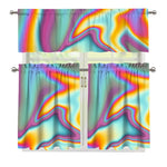 Liquid Holographic Trippy Print 3 Piece Kitchen Curtains