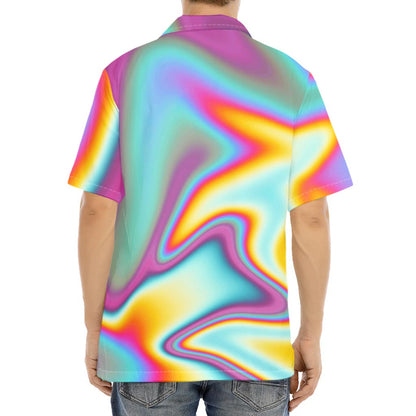 Liquid Holographic Trippy Print Aloha Shirt