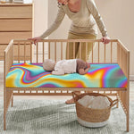 Liquid Holographic Trippy Print Baby Crib Sheet