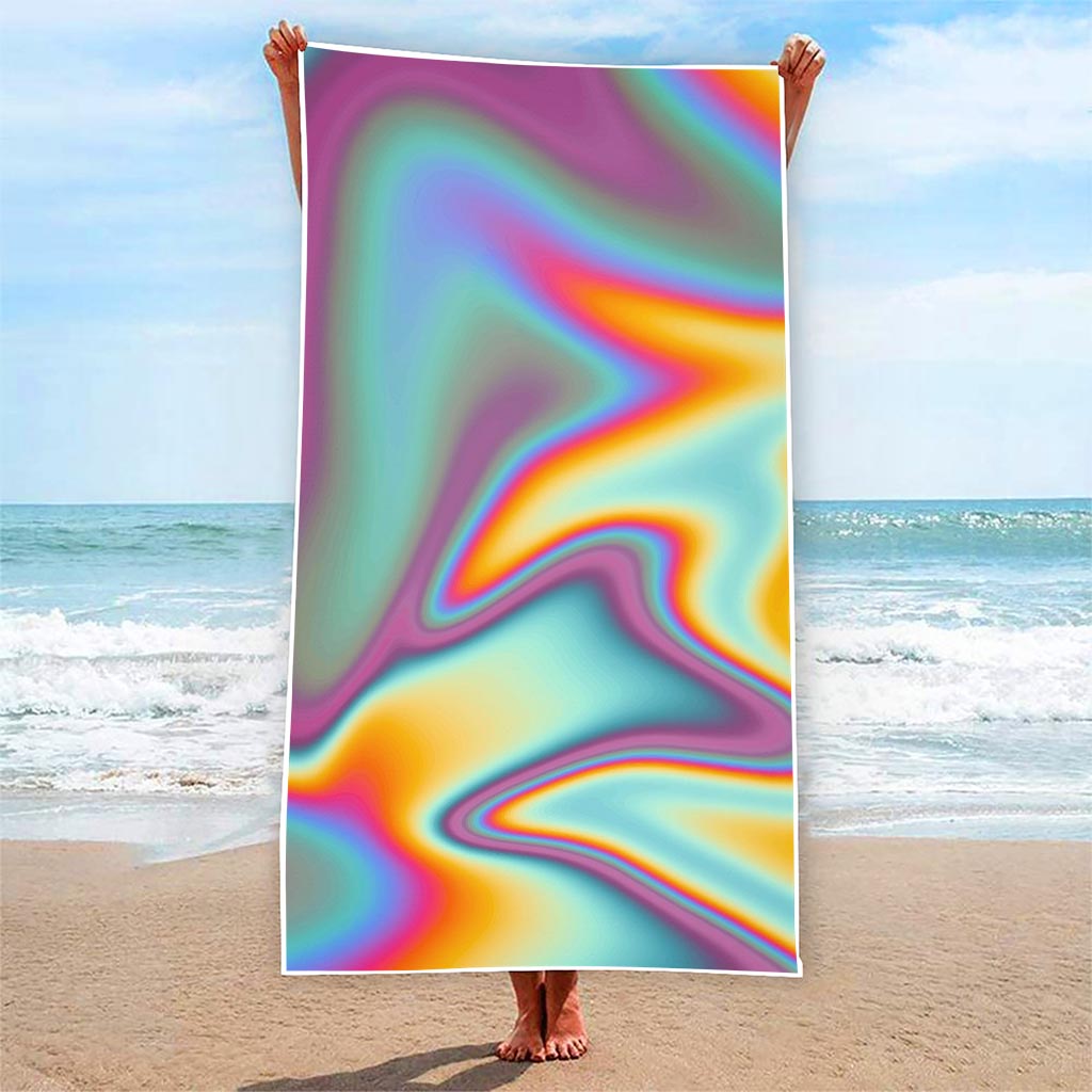 Liquid Holographic Trippy Print Beach Towel