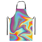 Liquid Holographic Trippy Print Bib Apron With Pocket