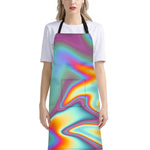 Liquid Holographic Trippy Print Bib Apron With Pocket