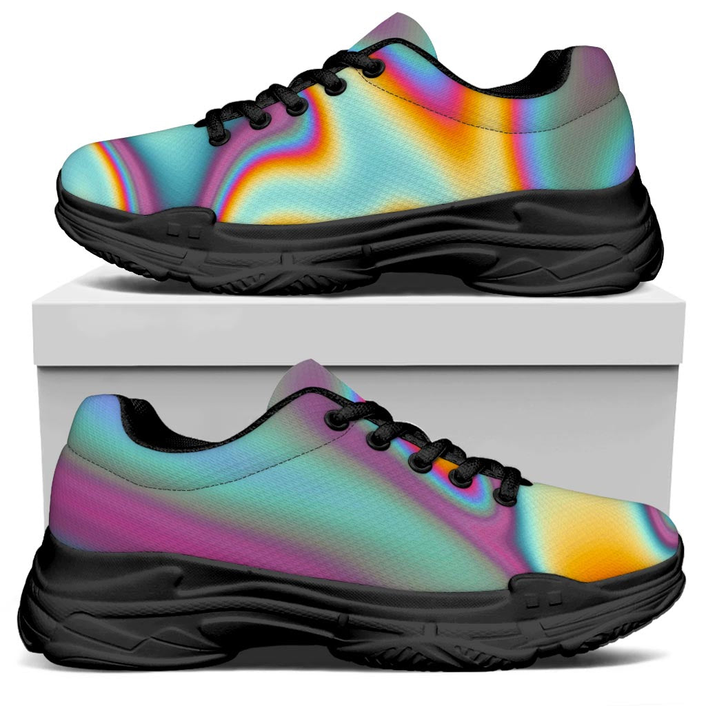 Liquid Holographic Trippy Print Black Chunky Shoes