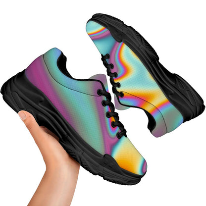 Liquid Holographic Trippy Print Black Chunky Shoes