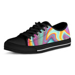 Liquid Holographic Trippy Print Black Low Top Sneakers