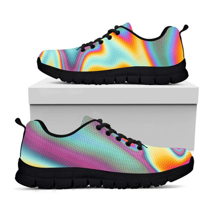 Liquid Holographic Trippy Print Black Running Shoes