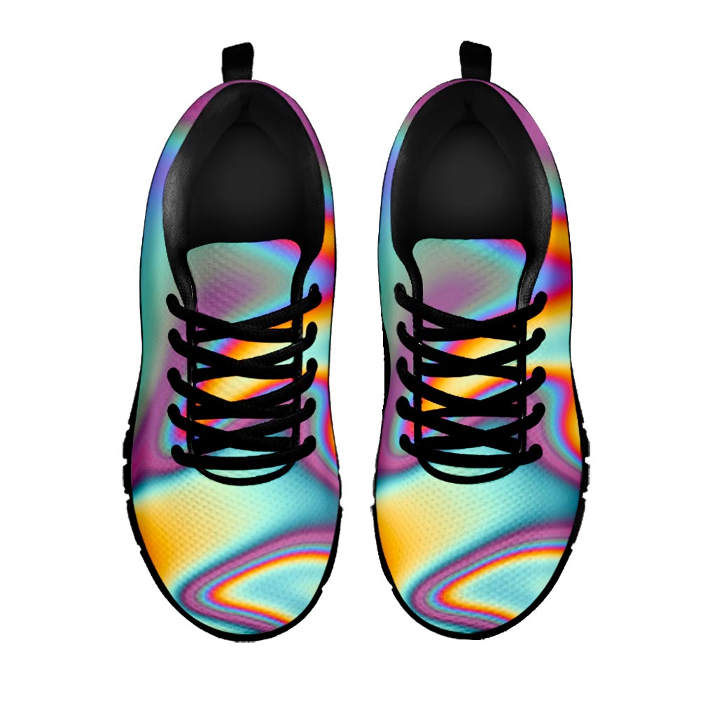 Liquid Holographic Trippy Print Black Running Shoes