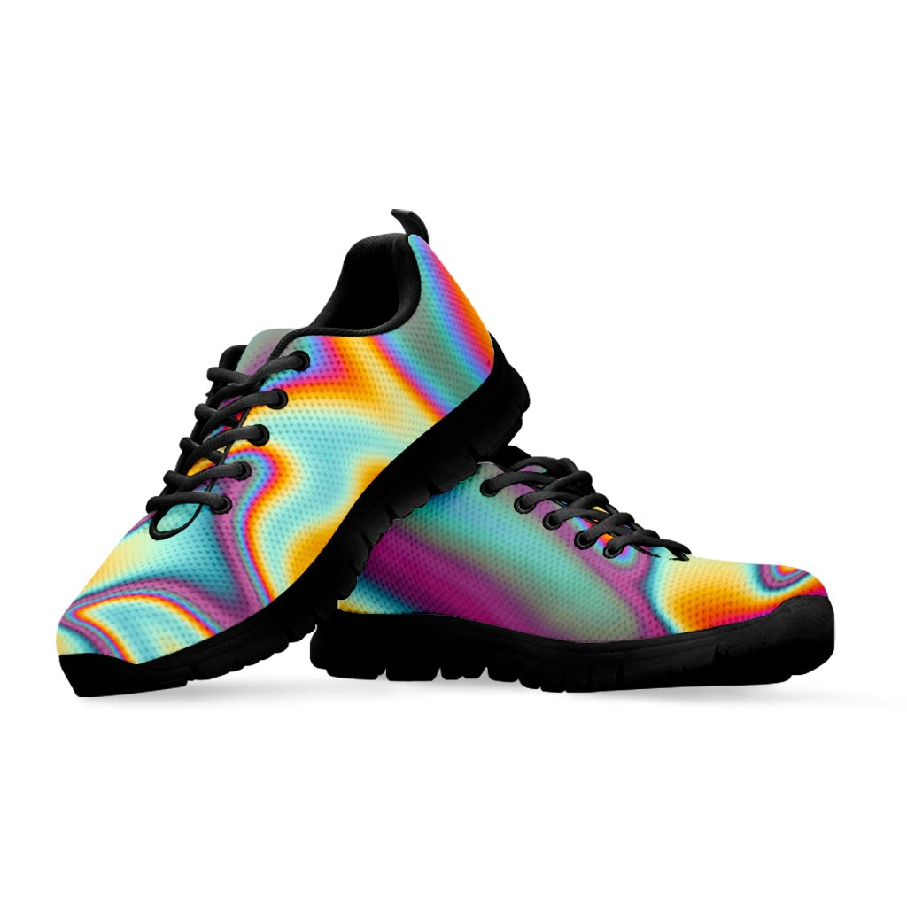 Liquid Holographic Trippy Print Black Running Shoes
