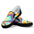 Liquid Holographic Trippy Print Black Slip On Sneakers