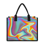 Liquid Holographic Trippy Print Canvas Tote Bag