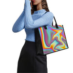 Liquid Holographic Trippy Print Canvas Tote Bag