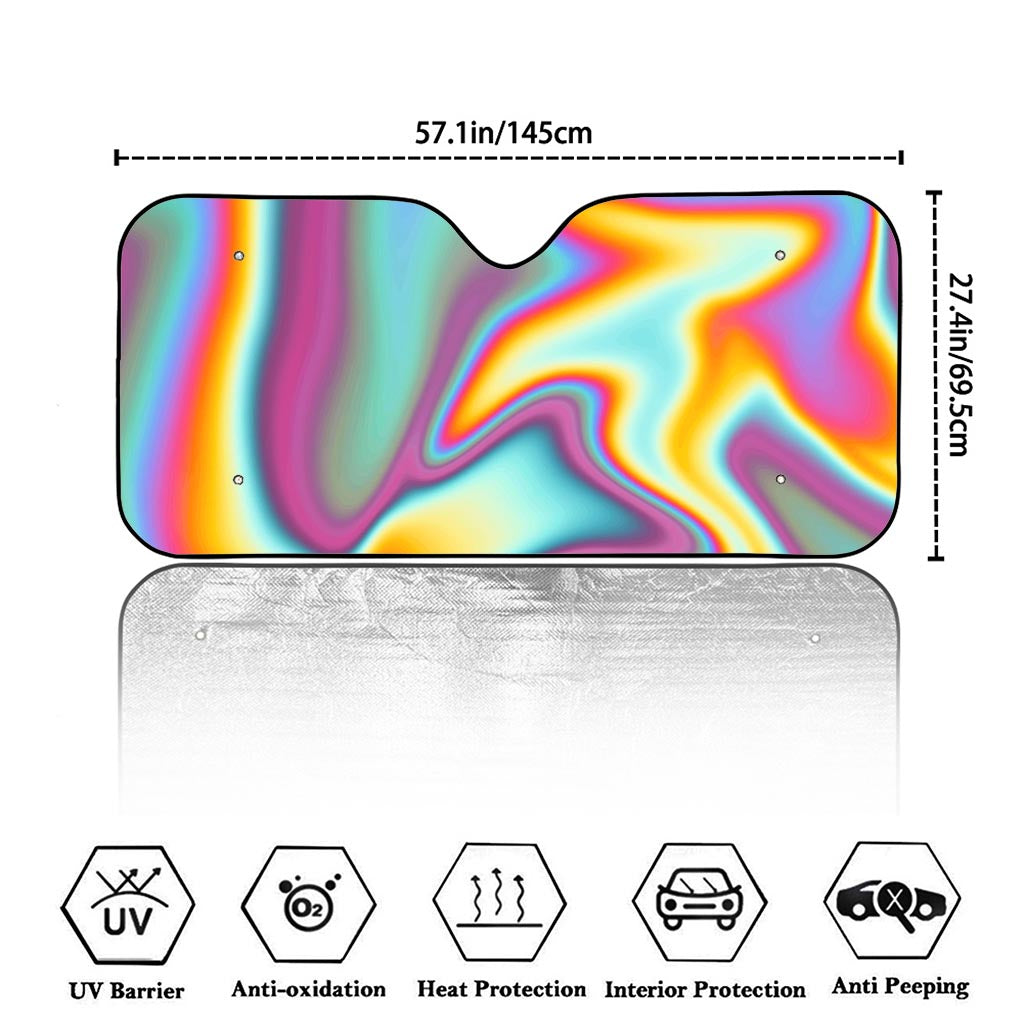 Liquid Holographic Trippy Print Car Windshield Sun Shade