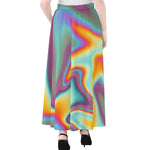 Liquid Holographic Trippy Print Chiffon Maxi Skirt