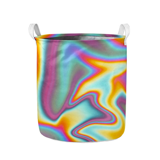 Liquid Holographic Trippy Print Collapsible Laundry Basket