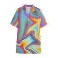 Liquid Holographic Trippy Print Cotton Hawaiian Shirt