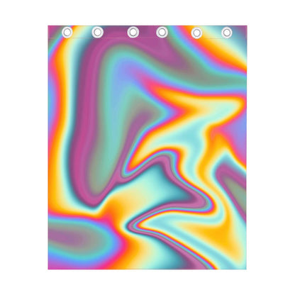 Liquid Holographic Trippy Print Curtain