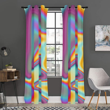 Liquid Holographic Trippy Print Curtain