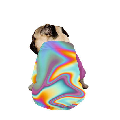 Liquid Holographic Trippy Print Dog Zip Up Jacket