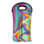 Liquid Holographic Trippy Print Double Neoprene Wine Tote