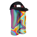 Liquid Holographic Trippy Print Double Neoprene Wine Tote