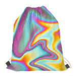 Liquid Holographic Trippy Print Drawstring Bag
