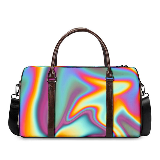 Liquid Holographic Trippy Print Duffle Bag