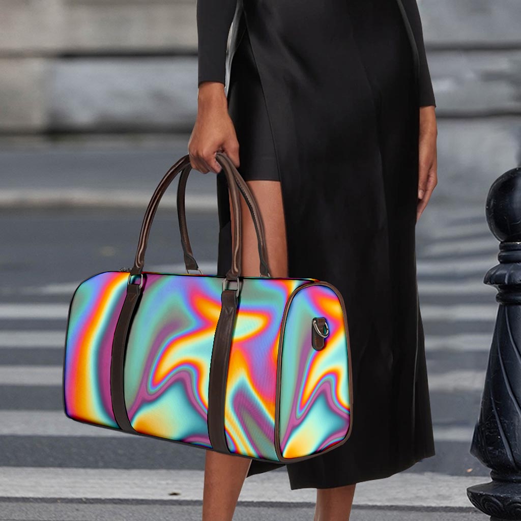Liquid Holographic Trippy Print Duffle Bag
