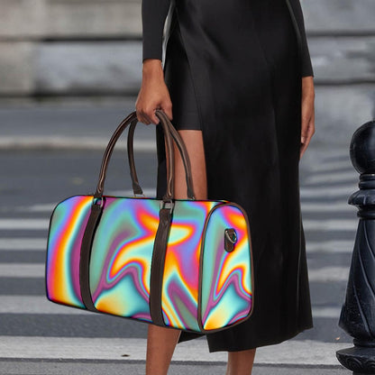 Liquid Holographic Trippy Print Duffle Bag