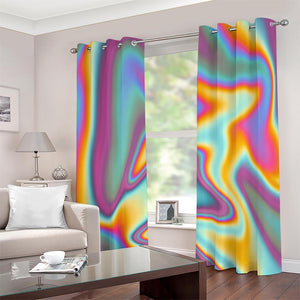 Liquid Holographic Trippy Print Extra Wide Grommet Curtains