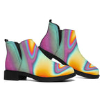 Liquid Holographic Trippy Print Flat Ankle Boots