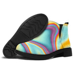 Liquid Holographic Trippy Print Flat Ankle Boots