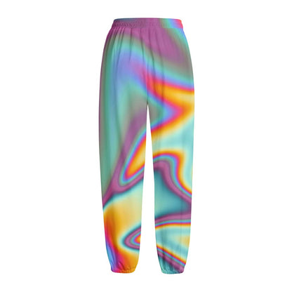 Liquid Holographic Trippy Print Fleece Lined Knit Pants
