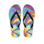 Liquid Holographic Trippy Print Flip Flops