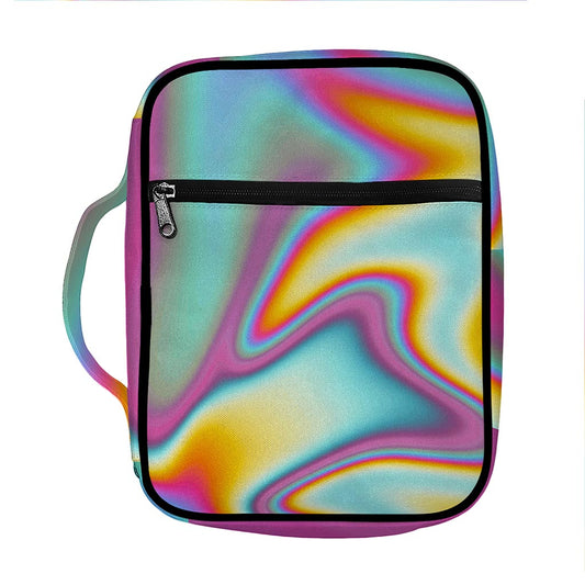 Liquid Holographic Trippy Print Front Pocket Bible Bag