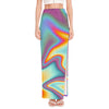 Liquid Holographic Trippy Print High Slit Maxi Skirt