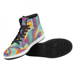 Liquid Holographic Trippy Print High Top Leather Sneakers