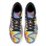Liquid Holographic Trippy Print High Top Leather Sneakers