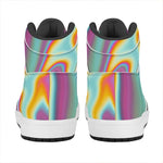 Liquid Holographic Trippy Print High Top Leather Sneakers