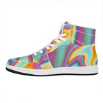 Liquid Holographic Trippy Print High Top Leather Sneakers