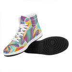Liquid Holographic Trippy Print High Top Leather Sneakers