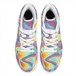 Liquid Holographic Trippy Print High Top Leather Sneakers