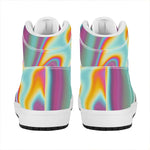 Liquid Holographic Trippy Print High Top Leather Sneakers