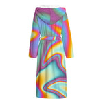 Liquid Holographic Trippy Print Hooded Bathrobe