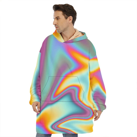 Liquid Holographic Trippy Print Hoodie Blanket