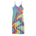 Liquid Holographic Trippy Print Jersey Midi Cami Dress